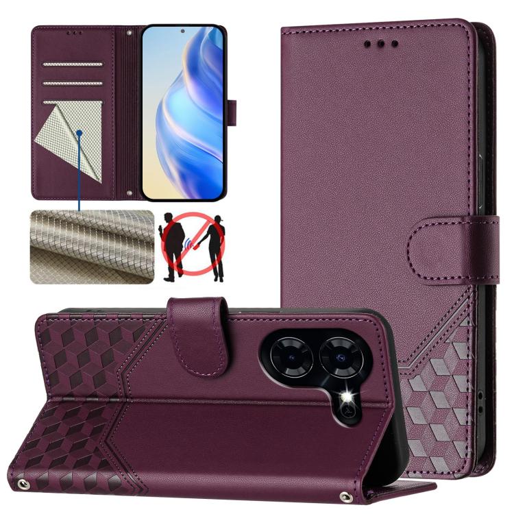 Honeycomb Embossing RFID Leather Phone Case, For Tecno Pova 6 4G, For Tecno Pova 6 5G / 6 Pro 5G, For Tecno Camon 30 Pro 5G, For Tecno Camon 30 5G / 4G, For Tecno Spark 20 Pro+ 4G, For Tecno Spark Go 2024 4G, For Tecno Pova 5 Pro 5G, For Tecno Pova Neo...
