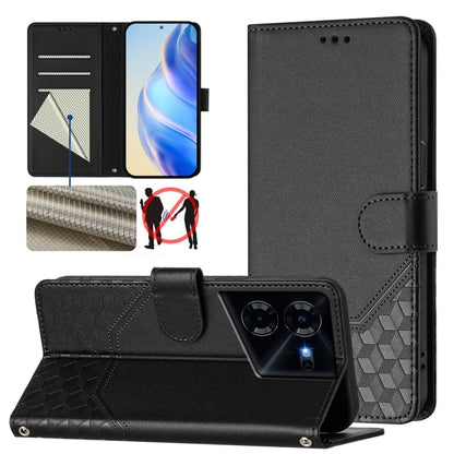 Honeycomb Embossing RFID Leather Phone Case, For Tecno Pova 6 4G, For Tecno Pova 6 5G / 6 Pro 5G, For Tecno Camon 30 Pro 5G, For Tecno Camon 30 5G / 4G, For Tecno Spark 20 Pro+ 4G, For Tecno Spark Go 2024 4G, For Tecno Pova 5 Pro 5G, For Tecno Pova Neo...