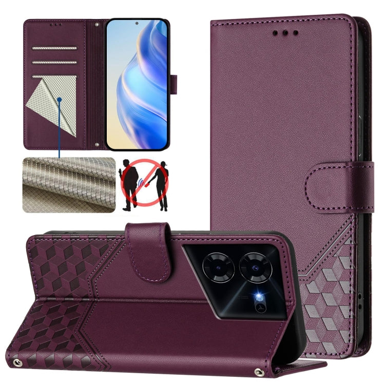 Honeycomb Embossing RFID Leather Phone Case, For Tecno Pova 6 4G, For Tecno Pova 6 5G / 6 Pro 5G, For Tecno Camon 30 Pro 5G, For Tecno Camon 30 5G / 4G, For Tecno Spark 20 Pro+ 4G, For Tecno Spark Go 2024 4G, For Tecno Pova 5 Pro 5G, For Tecno Pova Neo...