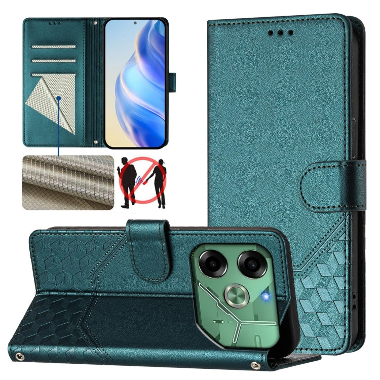 Honeycomb Embossing RFID Leather Phone Case, For Tecno Pova 6 4G, For Tecno Pova 6 5G / 6 Pro 5G, For Tecno Camon 30 Pro 5G, For Tecno Camon 30 5G / 4G, For Tecno Spark 20 Pro+ 4G, For Tecno Spark Go 2024 4G, For Tecno Pova 5 Pro 5G, For Tecno Pova Neo...