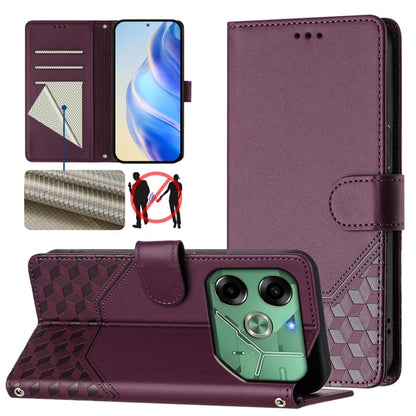 Honeycomb Embossing RFID Leather Phone Case, For Tecno Pova 6 4G, For Tecno Pova 6 5G / 6 Pro 5G, For Tecno Camon 30 Pro 5G, For Tecno Camon 30 5G / 4G, For Tecno Spark 20 Pro+ 4G, For Tecno Spark Go 2024 4G, For Tecno Pova 5 Pro 5G, For Tecno Pova Neo...