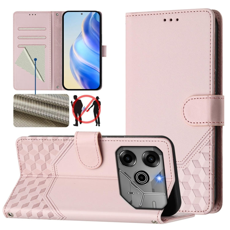 Honeycomb Embossing RFID Leather Phone Case, For Tecno Pova 6 4G, For Tecno Pova 6 5G / 6 Pro 5G, For Tecno Camon 30 Pro 5G, For Tecno Camon 30 5G / 4G, For Tecno Spark 20 Pro+ 4G, For Tecno Spark Go 2024 4G, For Tecno Pova 5 Pro 5G, For Tecno Pova Neo...