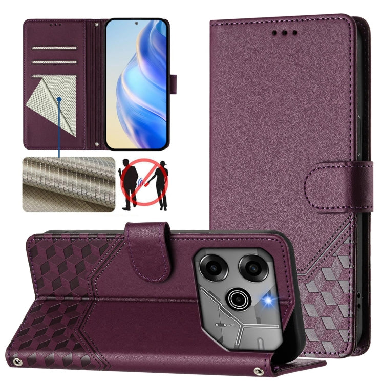 Honeycomb Embossing RFID Leather Phone Case, For Tecno Pova 6 4G, For Tecno Pova 6 5G / 6 Pro 5G, For Tecno Camon 30 Pro 5G, For Tecno Camon 30 5G / 4G, For Tecno Spark 20 Pro+ 4G, For Tecno Spark Go 2024 4G, For Tecno Pova 5 Pro 5G, For Tecno Pova Neo...