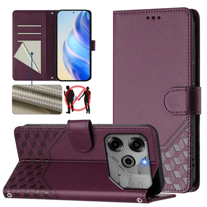 Honeycomb Embossing RFID Leather Phone Case, For Tecno Pova 6 4G, For Tecno Pova 6 5G / 6 Pro 5G, For Tecno Camon 30 Pro 5G, For Tecno Camon 30 5G / 4G, For Tecno Spark 20 Pro+ 4G, For Tecno Spark Go 2024 4G, For Tecno Pova 5 Pro 5G, For Tecno Pova Neo...