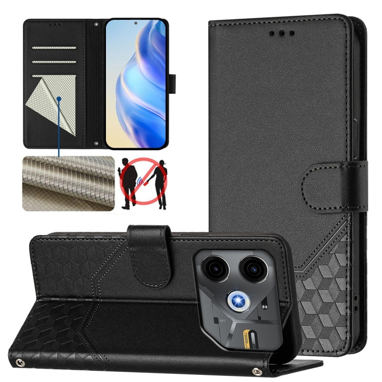 Honeycomb Embossing RFID Leather Phone Case, For Tecno Camon 50 Pro 4G, For Tecno Camon 50 4G, For Tecno Spark Slim 5G, For Tecno Pop 10 / Infinix Smart 10 4G, For Tecno Camon 40 Pro 4G, For Tecno Camon 40 Premier, For Tecno Camon 40 4G                ...