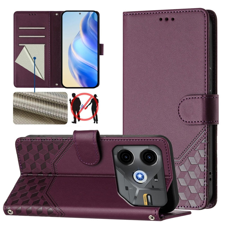 Honeycomb Embossing RFID Leather Phone Case, For Tecno Camon 50 Pro 4G, For Tecno Camon 50 4G, For Tecno Spark Slim 5G, For Tecno Pop 10 / Infinix Smart 10 4G, For Tecno Camon 40 Pro 4G, For Tecno Camon 40 Premier, For Tecno Camon 40 4G                ...