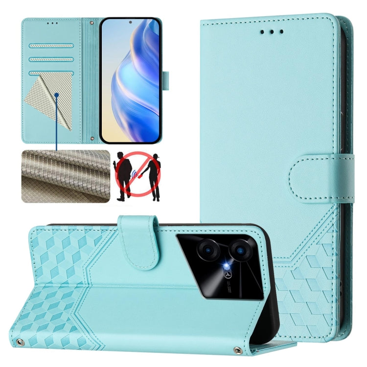 Honeycomb Embossing RFID Leather Phone Case, For Tecno Pova 6 4G, For Tecno Pova 6 5G / 6 Pro 5G, For Tecno Camon 30 Pro 5G, For Tecno Camon 30 5G / 4G, For Tecno Spark 20 Pro+ 4G, For Tecno Spark Go 2024 4G, For Tecno Pova 5 Pro 5G, For Tecno Pova Neo...