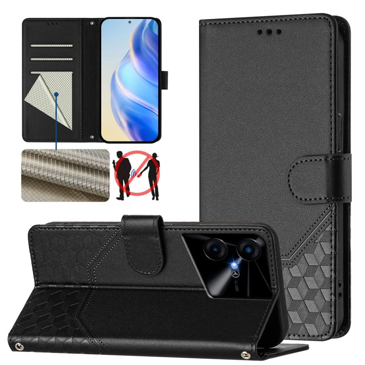 Honeycomb Embossing RFID Leather Phone Case, For Tecno Pova 6 4G, For Tecno Pova 6 5G / 6 Pro 5G, For Tecno Camon 30 Pro 5G, For Tecno Camon 30 5G / 4G, For Tecno Spark 20 Pro+ 4G, For Tecno Spark Go 2024 4G, For Tecno Pova 5 Pro 5G, For Tecno Pova Neo...