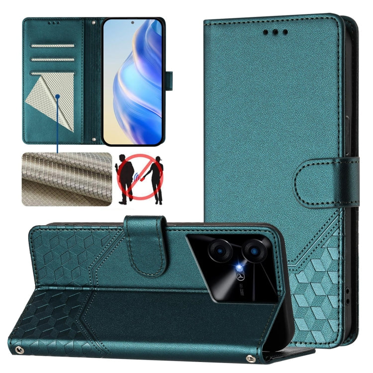 Honeycomb Embossing RFID Leather Phone Case, For Tecno Pova 6 4G, For Tecno Pova 6 5G / 6 Pro 5G, For Tecno Camon 30 Pro 5G, For Tecno Camon 30 5G / 4G, For Tecno Spark 20 Pro+ 4G, For Tecno Spark Go 2024 4G, For Tecno Pova 5 Pro 5G, For Tecno Pova Neo...