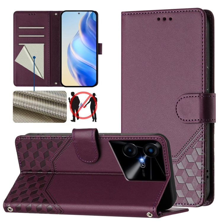 Honeycomb Embossing RFID Leather Phone Case, For Tecno Pova 6 4G, For Tecno Pova 6 5G / 6 Pro 5G, For Tecno Camon 30 Pro 5G, For Tecno Camon 30 5G / 4G, For Tecno Spark 20 Pro+ 4G, For Tecno Spark Go 2024 4G, For Tecno Pova 5 Pro 5G, For Tecno Pova Neo...