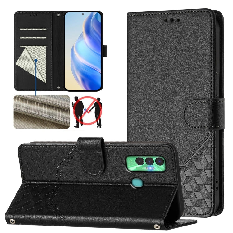 Honeycomb Embossing RFID Leather Phone Case, For Tecno Spark 10 Pro 4G, For Tecno Camon 19 / Camon 19 Pro 5G, For Tecno Pova 4 Pro 4G, For Tecno Pova 4, For Tecno Pova Neo 2, For Tecno Spark 9, For Tecno Spark Go 2022 / Spark 8C                        ...