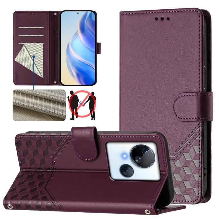 Honeycomb Embossing RFID Leather Phone Case, For Tecno Pova 6 4G, For Tecno Pova 6 5G / 6 Pro 5G, For Tecno Camon 30 Pro 5G, For Tecno Camon 30 5G / 4G, For Tecno Spark 20 Pro+ 4G, For Tecno Spark Go 2024 4G, For Tecno Pova 5 Pro 5G, For Tecno Pova Neo...
