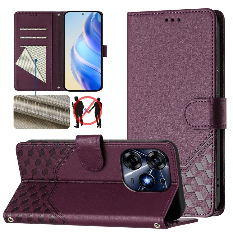 Honeycomb Embossing RFID Leather Phone Case, For Tecno Spark 10 Pro 4G, For Tecno Camon 19 / Camon 19 Pro 5G, For Tecno Pova 4 Pro 4G, For Tecno Pova 4, For Tecno Pova Neo 2, For Tecno Spark 9, For Tecno Spark Go 2022 / Spark 8C                        ...