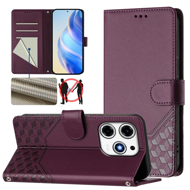 Honeycomb Embossing RFID Leather Phone Case, For Tecno Camon 50 Pro 4G, For Tecno Camon 50 4G, For Tecno Spark Slim 5G, For Tecno Pop 10 / Infinix Smart 10 4G, For Tecno Camon 40 Pro 4G, For Tecno Camon 40 Premier, For Tecno Camon 40 4G                ...