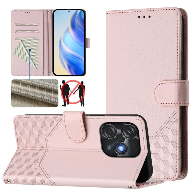 Honeycomb Embossing RFID Leather Phone Case, For Tecno Pova 6 4G, For Tecno Pova 6 5G / 6 Pro 5G, For Tecno Camon 30 Pro 5G, For Tecno Camon 30 5G / 4G, For Tecno Spark 20 Pro+ 4G, For Tecno Spark Go 2024 4G, For Tecno Pova 5 Pro 5G, For Tecno Pova Neo...