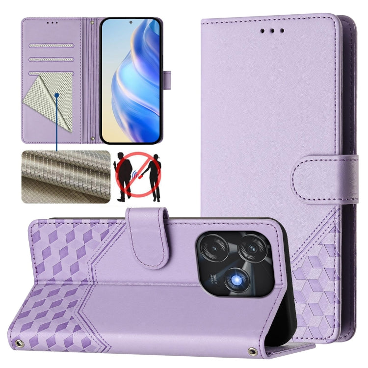 Honeycomb Embossing RFID Leather Phone Case, For Tecno Pova 6 4G, For Tecno Pova 6 5G / 6 Pro 5G, For Tecno Camon 30 Pro 5G, For Tecno Camon 30 5G / 4G, For Tecno Spark 20 Pro+ 4G, For Tecno Spark Go 2024 4G, For Tecno Pova 5 Pro 5G, For Tecno Pova Neo...