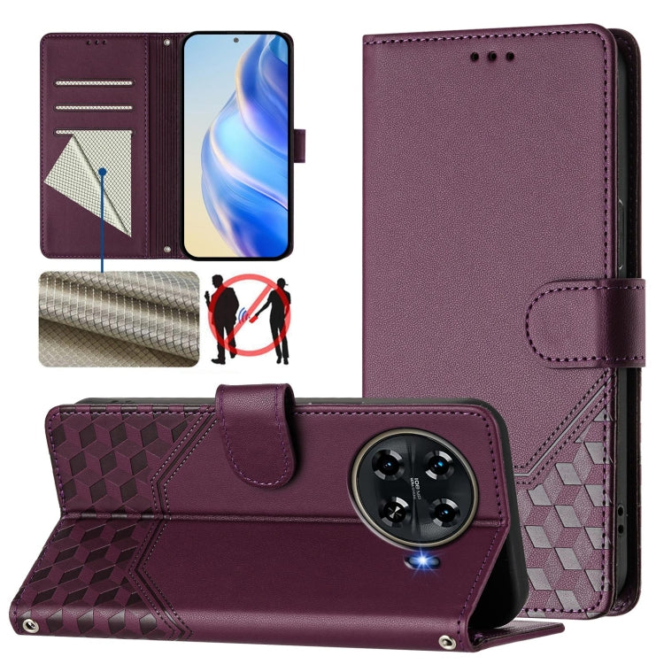 Honeycomb Embossing RFID Leather Phone Case, For Tecno Pova 6 4G, For Tecno Pova 6 5G / 6 Pro 5G, For Tecno Camon 30 Pro 5G, For Tecno Camon 30 5G / 4G, For Tecno Spark 20 Pro+ 4G, For Tecno Spark Go 2024 4G, For Tecno Pova 5 Pro 5G, For Tecno Pova Neo...