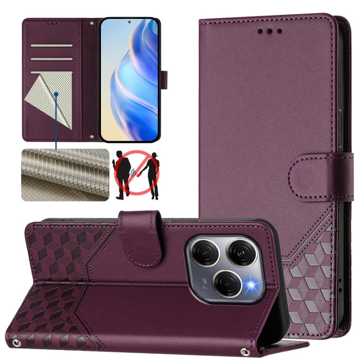 Honeycomb Embossing RFID Leather Phone Case, For Tecno Camon 50 Pro 4G, For Tecno Camon 50 4G, For Tecno Spark Slim 5G, For Tecno Pop 10 / Infinix Smart 10 4G, For Tecno Camon 40 Pro 4G, For Tecno Camon 40 Premier, For Tecno Camon 40 4G                ...