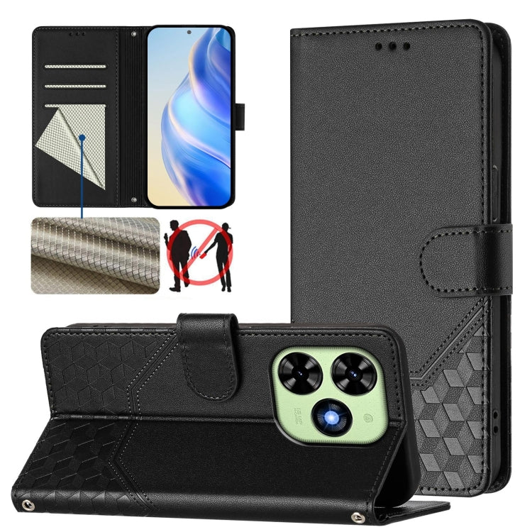 Honeycomb Embossing RFID Leather Phone Case, For Tecno Pova 6 4G, For Tecno Pova 6 5G / 6 Pro 5G, For Tecno Camon 30 Pro 5G, For Tecno Camon 30 5G / 4G, For Tecno Spark 20 Pro+ 4G, For Tecno Spark Go 2024 4G, For Tecno Pova 5 Pro 5G, For Tecno Pova Neo...