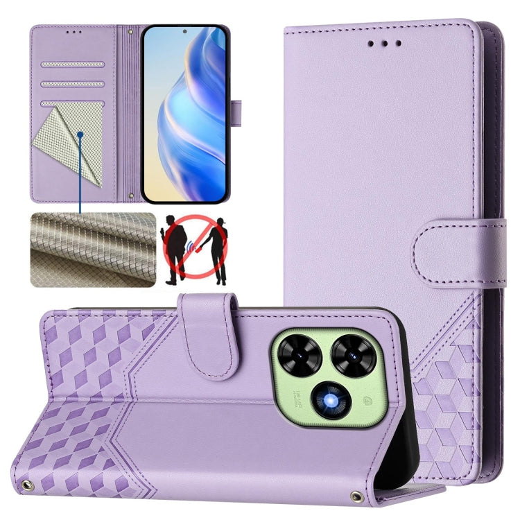 Honeycomb Embossing RFID Leather Phone Case, For Tecno Pova 6 4G, For Tecno Pova 6 5G / 6 Pro 5G, For Tecno Camon 30 Pro 5G, For Tecno Camon 30 5G / 4G, For Tecno Spark 20 Pro+ 4G, For Tecno Spark Go 2024 4G, For Tecno Pova 5 Pro 5G, For Tecno Pova Neo...