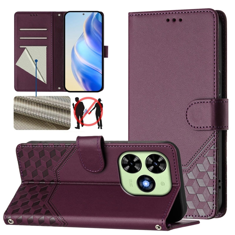Honeycomb Embossing RFID Leather Phone Case, For Tecno Pova 6 4G, For Tecno Pova 6 5G / 6 Pro 5G, For Tecno Camon 30 Pro 5G, For Tecno Camon 30 5G / 4G, For Tecno Spark 20 Pro+ 4G, For Tecno Spark Go 2024 4G, For Tecno Pova 5 Pro 5G, For Tecno Pova Neo...