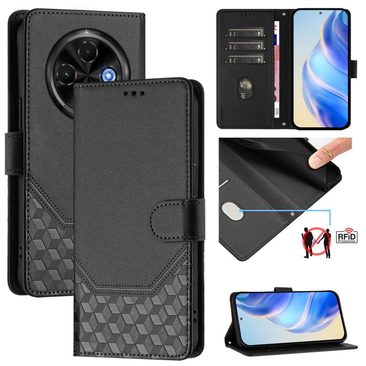 Honeycomb Embossing RFID Leather Phone Case, For Tecno Camon 50 Pro 4G, For Tecno Camon 50 4G, For Tecno Spark Slim 5G, For Tecno Pop 10 / Infinix Smart 10 4G, For Tecno Camon 40 Pro 4G, For Tecno Camon 40 Premier, For Tecno Camon 40 4G                ...