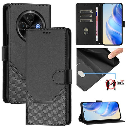 Honeycomb Embossing RFID Leather Phone Case, For Tecno Camon 50 Pro 4G, For Tecno Camon 50 4G, For Tecno Spark Slim 5G, For Tecno Pop 10 / Infinix Smart 10 4G, For Tecno Camon 40 Pro 4G, For Tecno Camon 40 Premier, For Tecno Camon 40 4G                ...