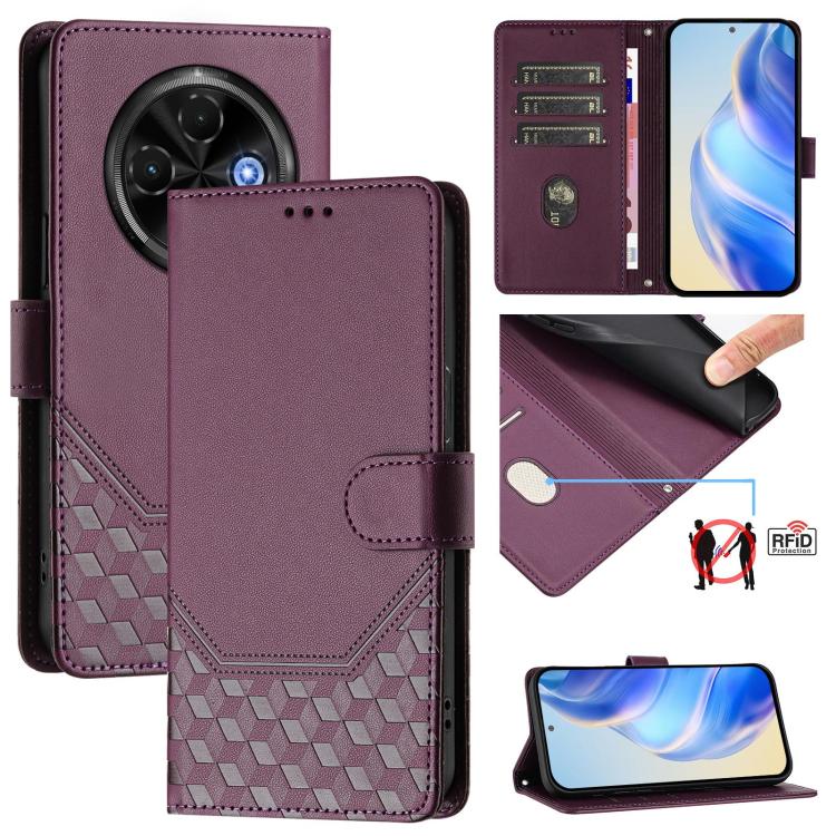 Honeycomb Embossing RFID Leather Phone Case, For Tecno Camon 50 Pro 4G, For Tecno Camon 50 4G, For Tecno Spark Slim 5G, For Tecno Pop 10 / Infinix Smart 10 4G, For Tecno Camon 40 Pro 4G, For Tecno Camon 40 Premier, For Tecno Camon 40 4G                ...