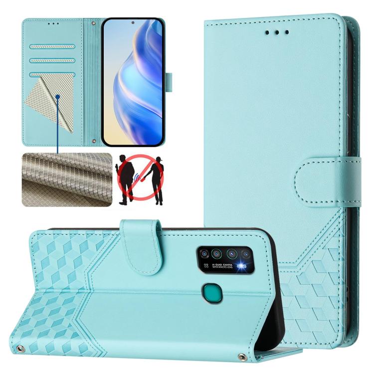 Honeycomb Embossing RFID Leather Phone Case, For Tecno Spark 10 Pro 4G, For Tecno Camon 19 / Camon 19 Pro 5G, For Tecno Pova 4 Pro 4G, For Tecno Pova 4, For Tecno Pova Neo 2, For Tecno Spark 9, For Tecno Spark Go 2022 / Spark 8C                        ...
