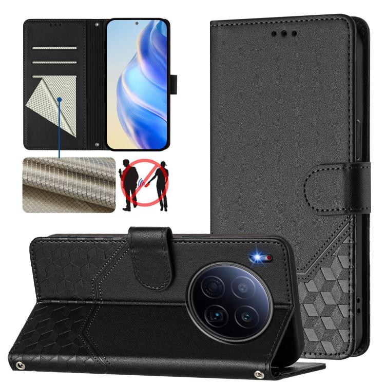 Honeycomb Embossing RFID Leather Phone Case, For Tecno Camon 50 Pro 4G, For Tecno Camon 50 4G, For Tecno Spark Slim 5G, For Tecno Pop 10 / Infinix Smart 10 4G, For Tecno Camon 40 Pro 4G, For Tecno Camon 40 Premier, For Tecno Camon 40 4G                ...