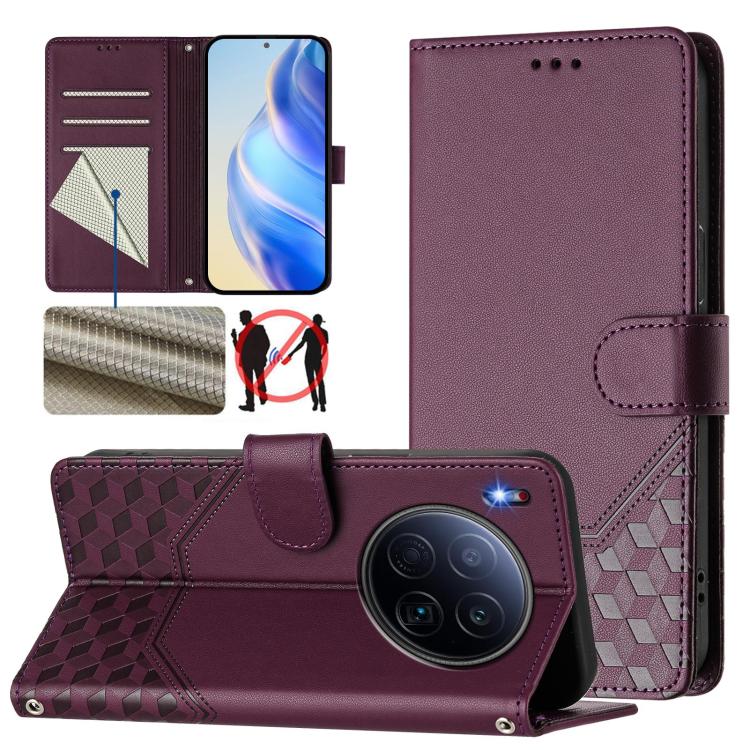 Honeycomb Embossing RFID Leather Phone Case, For Tecno Camon 50 Pro 4G, For Tecno Camon 50 4G, For Tecno Spark Slim 5G, For Tecno Pop 10 / Infinix Smart 10 4G, For Tecno Camon 40 Pro 4G, For Tecno Camon 40 Premier, For Tecno Camon 40 4G                ...