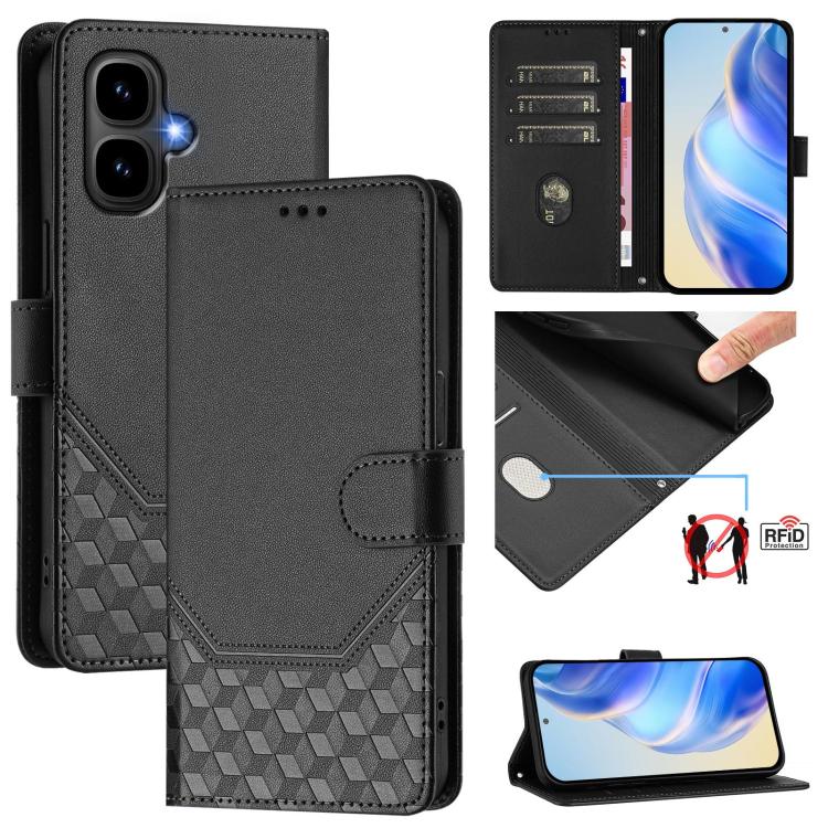Honeycomb Embossing RFID Leather Phone Case, For Tecno Camon 50 Pro 4G, For Tecno Camon 50 4G, For Tecno Spark Slim 5G, For Tecno Pop 10 / Infinix Smart 10 4G, For Tecno Camon 40 Pro 4G, For Tecno Camon 40 Premier, For Tecno Camon 40 4G                ...
