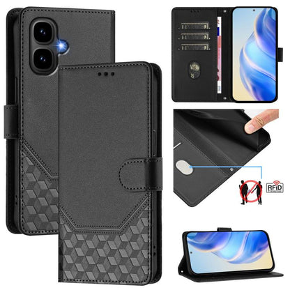 Honeycomb Embossing RFID Leather Phone Case, For Tecno Camon 50 Pro 4G, For Tecno Camon 50 4G, For Tecno Spark Slim 5G, For Tecno Pop 10 / Infinix Smart 10 4G, For Tecno Camon 40 Pro 4G, For Tecno Camon 40 Premier, For Tecno Camon 40 4G                ...