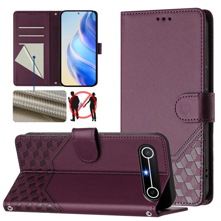 Honeycomb Embossing RFID Leather Phone Case, For Tecno Camon 50 Pro 4G, For Tecno Camon 50 4G, For Tecno Spark Slim 5G, For Tecno Pop 10 / Infinix Smart 10 4G, For Tecno Camon 40 Pro 4G, For Tecno Camon 40 Premier, For Tecno Camon 40 4G                ...