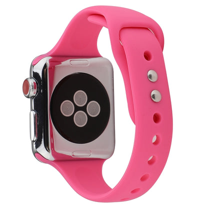 Thin Silicone Double Buckle Replacement Wrist Strap, For Apple Watch 5 & 4 44mm / 3 & 2 & 1 42mm, For Apple Watch Series 7 41mm / 6 & SE & 5 & 4 40mm / 3 & 2 & 1 38mm, For Apple Watch Series 8&7 41mm / SE 2&6&SE&5&4 40mm / 3&2&1 38mm