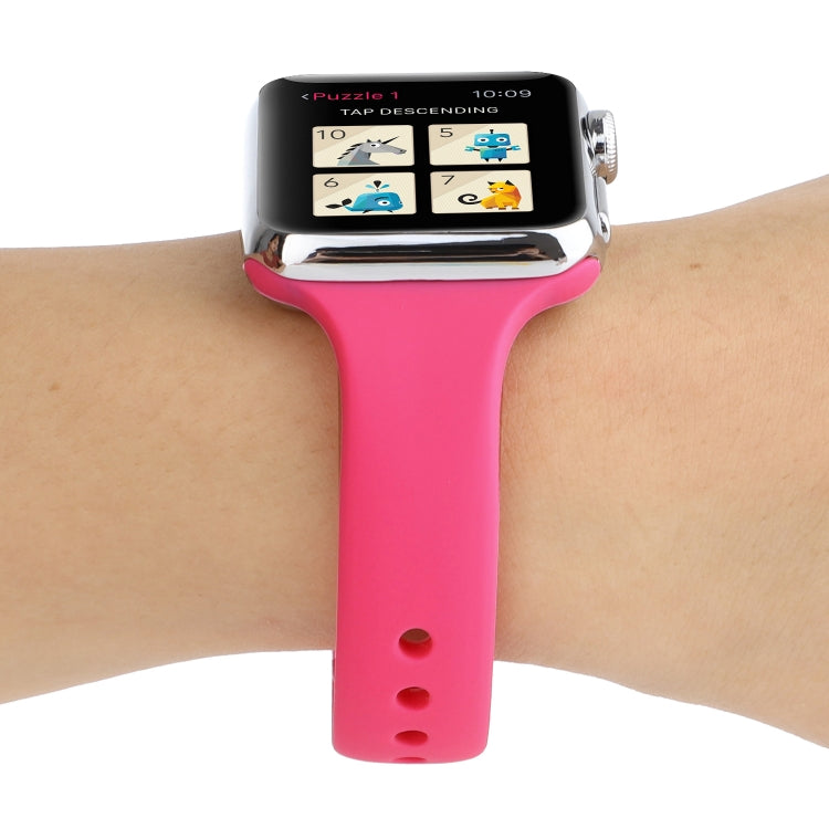 Thin Silicone Double Buckle Replacement Wrist Strap, For Apple Watch 5 & 4 44mm / 3 & 2 & 1 42mm, For Apple Watch Series 7 41mm / 6 & SE & 5 & 4 40mm / 3 & 2 & 1 38mm, For Apple Watch Series 8&7 41mm / SE 2&6&SE&5&4 40mm / 3&2&1 38mm