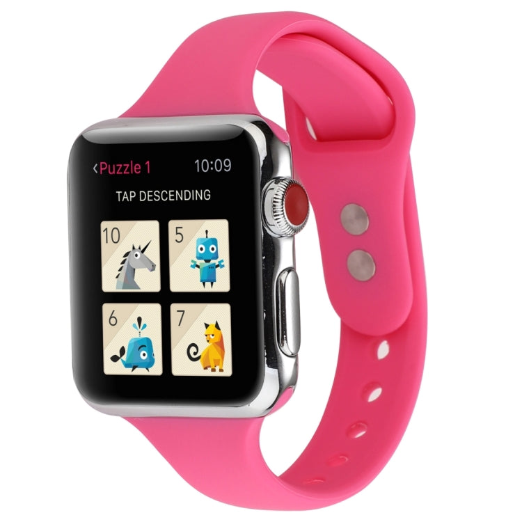 Thin Silicone Double Buckle Replacement Wrist Strap, For Apple Watch 5 & 4 44mm / 3 & 2 & 1 42mm, For Apple Watch Series 7 41mm / 6 & SE & 5 & 4 40mm / 3 & 2 & 1 38mm, For Apple Watch Series 8&7 41mm / SE 2&6&SE&5&4 40mm / 3&2&1 38mm