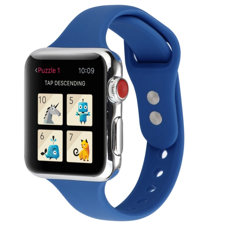 Thin Silicone Double Buckle Replacement Wrist Strap, For Apple Watch 5 & 4 44mm / 3 & 2 & 1 42mm, For Apple Watch Series 7 41mm / 6 & SE & 5 & 4 40mm / 3 & 2 & 1 38mm, For Apple Watch Series 8&7 41mm / SE 2&6&SE&5&4 40mm / 3&2&1 38mm