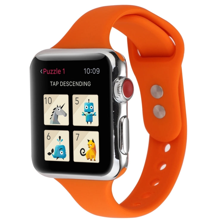 Thin Silicone Double Buckle Replacement Wrist Strap, For Apple Watch 5 & 4 44mm / 3 & 2 & 1 42mm, For Apple Watch Series 7 41mm / 6 & SE & 5 & 4 40mm / 3 & 2 & 1 38mm, For Apple Watch Series 8&7 41mm / SE 2&6&SE&5&4 40mm / 3&2&1 38mm