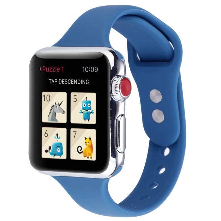 Thin Silicone Double Buckle Replacement Wrist Strap, For Apple Watch 5 & 4 44mm / 3 & 2 & 1 42mm, For Apple Watch Series 7 41mm / 6 & SE & 5 & 4 40mm / 3 & 2 & 1 38mm, For Apple Watch Series 8&7 41mm / SE 2&6&SE&5&4 40mm / 3&2&1 38mm