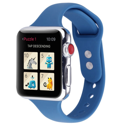 Thin Silicone Double Buckle Replacement Wrist Strap, For Apple Watch 5 & 4 44mm / 3 & 2 & 1 42mm, For Apple Watch Series 7 41mm / 6 & SE & 5 & 4 40mm / 3 & 2 & 1 38mm, For Apple Watch Series 8&7 41mm / SE 2&6&SE&5&4 40mm / 3&2&1 38mm