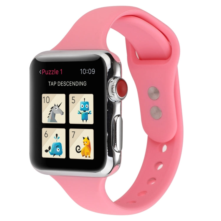 Thin Silicone Double Buckle Replacement Wrist Strap, For Apple Watch 5 & 4 44mm / 3 & 2 & 1 42mm, For Apple Watch Series 7 41mm / 6 & SE & 5 & 4 40mm / 3 & 2 & 1 38mm, For Apple Watch Series 8&7 41mm / SE 2&6&SE&5&4 40mm / 3&2&1 38mm