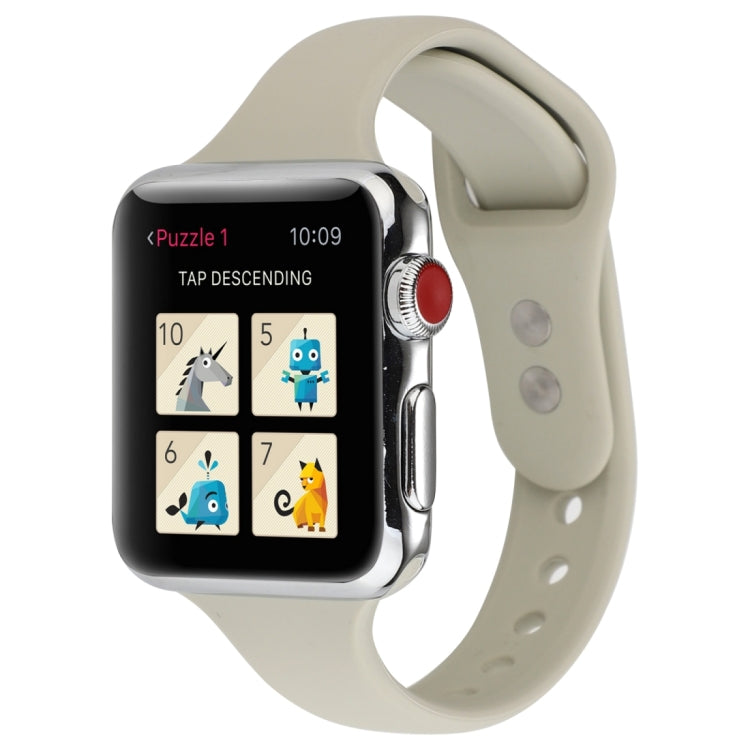 Thin Silicone Double Buckle Replacement Wrist Strap, For Apple Watch 5 & 4 44mm / 3 & 2 & 1 42mm, For Apple Watch Series 7 41mm / 6 & SE & 5 & 4 40mm / 3 & 2 & 1 38mm, For Apple Watch Series 8&7 41mm / SE 2&6&SE&5&4 40mm / 3&2&1 38mm