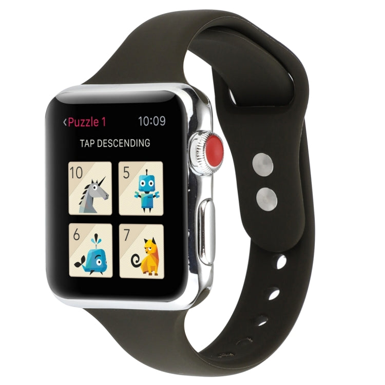 Thin Silicone Double Buckle Replacement Wrist Strap, For Apple Watch 5 & 4 44mm / 3 & 2 & 1 42mm, For Apple Watch Series 7 41mm / 6 & SE & 5 & 4 40mm / 3 & 2 & 1 38mm, For Apple Watch Series 8&7 41mm / SE 2&6&SE&5&4 40mm / 3&2&1 38mm