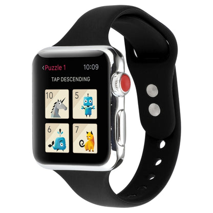 Thin Silicone Double Buckle Replacement Wrist Strap, For Apple Watch 5 & 4 44mm / 3 & 2 & 1 42mm, For Apple Watch Series 7 41mm / 6 & SE & 5 & 4 40mm / 3 & 2 & 1 38mm, For Apple Watch Series 8&7 41mm / SE 2&6&SE&5&4 40mm / 3&2&1 38mm
