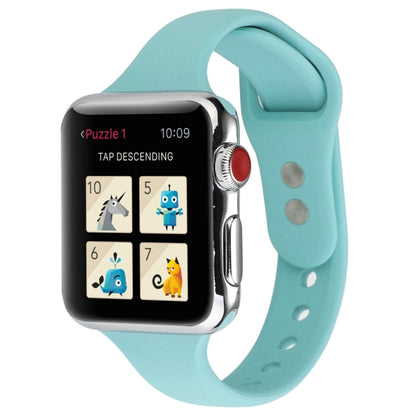 Thin Silicone Double Buckle Replacement Wrist Strap, For Apple Watch 5 & 4 44mm / 3 & 2 & 1 42mm, For Apple Watch Series 7 41mm / 6 & SE & 5 & 4 40mm / 3 & 2 & 1 38mm, For Apple Watch Series 8&7 41mm / SE 2&6&SE&5&4 40mm / 3&2&1 38mm