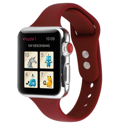 Thin Silicone Double Buckle Replacement Wrist Strap, For Apple Watch 5 & 4 44mm / 3 & 2 & 1 42mm, For Apple Watch Series 7 41mm / 6 & SE & 5 & 4 40mm / 3 & 2 & 1 38mm, For Apple Watch Series 8&7 41mm / SE 2&6&SE&5&4 40mm / 3&2&1 38mm