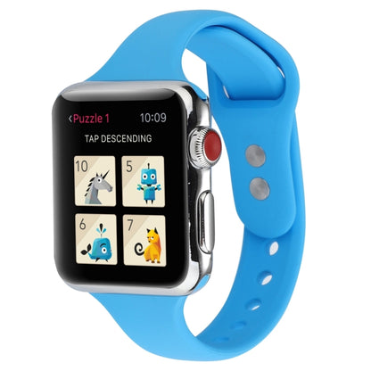 Thin Silicone Double Buckle Replacement Wrist Strap, For Apple Watch 5 & 4 44mm / 3 & 2 & 1 42mm, For Apple Watch Series 7 41mm / 6 & SE & 5 & 4 40mm / 3 & 2 & 1 38mm, For Apple Watch Series 8&7 41mm / SE 2&6&SE&5&4 40mm / 3&2&1 38mm