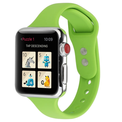 Thin Silicone Double Buckle Replacement Wrist Strap, For Apple Watch 5 & 4 44mm / 3 & 2 & 1 42mm, For Apple Watch Series 7 41mm / 6 & SE & 5 & 4 40mm / 3 & 2 & 1 38mm, For Apple Watch Series 8&7 41mm / SE 2&6&SE&5&4 40mm / 3&2&1 38mm