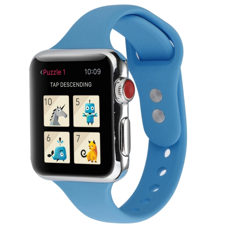 Thin Silicone Double Buckle Replacement Wrist Strap, For Apple Watch 5 & 4 44mm / 3 & 2 & 1 42mm, For Apple Watch Series 7 41mm / 6 & SE & 5 & 4 40mm / 3 & 2 & 1 38mm, For Apple Watch Series 8&7 41mm / SE 2&6&SE&5&4 40mm / 3&2&1 38mm